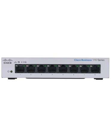 Cisco CBS110 Unmanaged Switch 8-port GE, Partial PoE, Desktop, Ext PS CBS110-8PP-D-EU