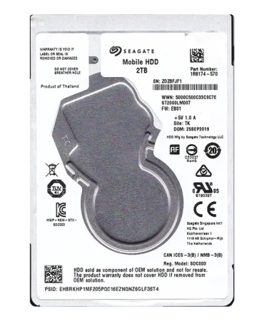 Seagate BarraCuda 2TB 2.5 Inch Internal Laptop Hard Drive